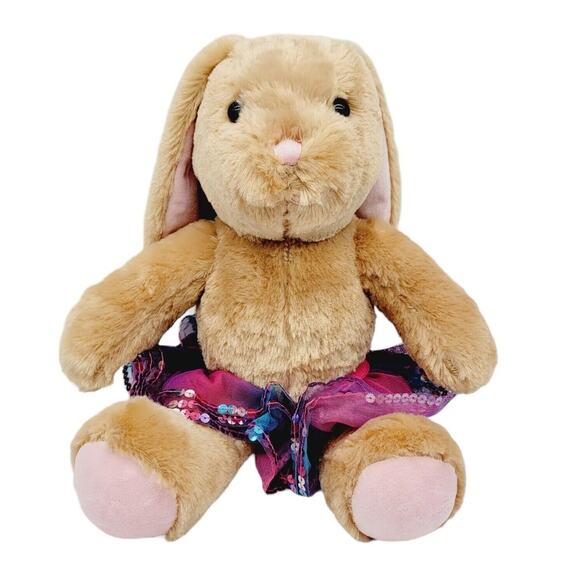 Build-A-Bear 15" Pawlette Bunny Rabbit Plush Pink Brown Stuffed Animal Skirt - Picture 1 of 7